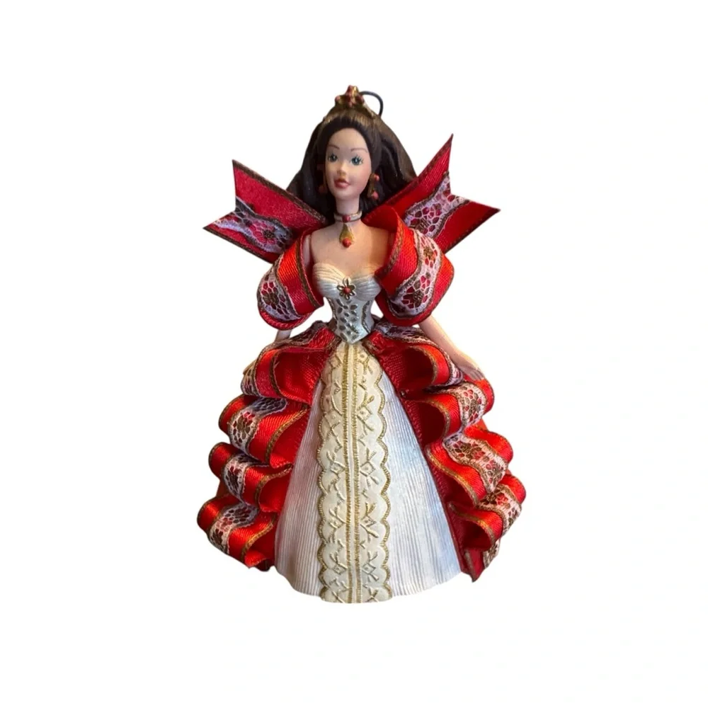 Hallmark Holiday Barbie Ornament in Red and White Gown